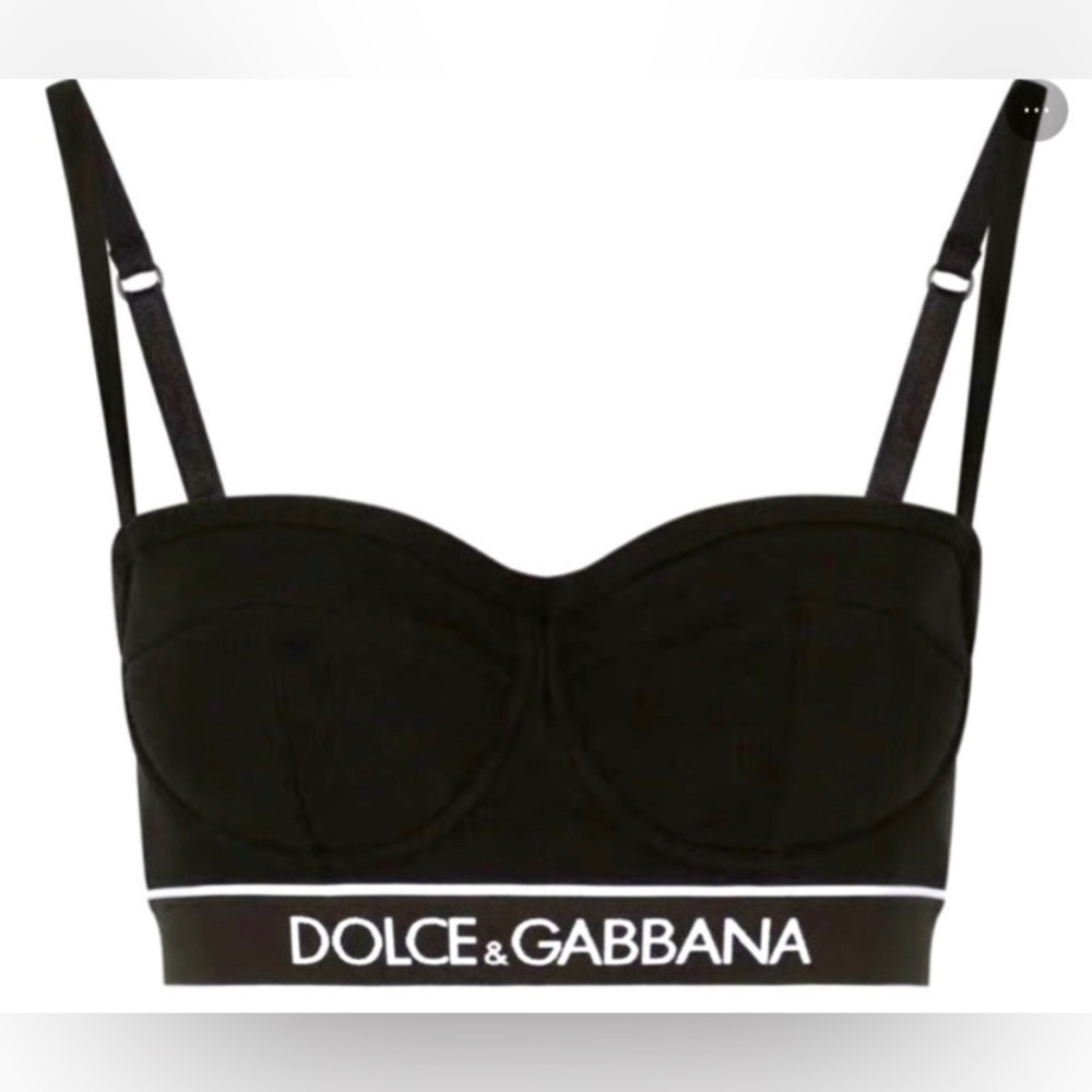 Dolce & Gabbana Logo  Black Bralette sz5 EUC
